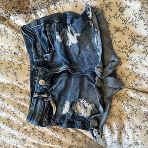 American Eagle Outfitters Distressed Dark Blue Denim Jean Shorts